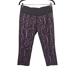 Betsey Johnson Performance Athletic Capri Leggings Purple Black Pixel Size Large